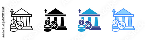 Bank Rate icon set multiple style collection	