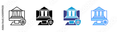 E Banking icon set multiple style collection	
