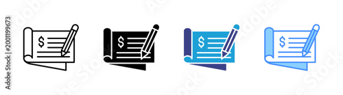 Checkbook icon set multiple style collection	