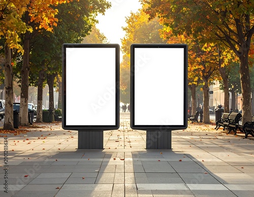 Two Empty Advertising Billboards Positioned Side by Side