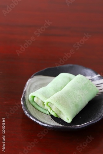 Close up shot of some homemade Indonesian coconut pancake 