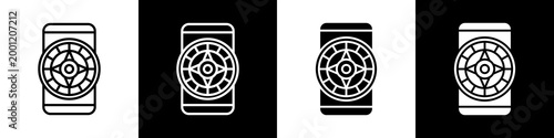 Casino Roulette black and white icon design concept