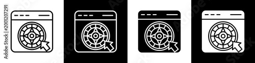 Casino Roulette black and white icon design concept