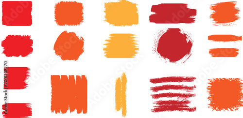 Abstract brushstrokes a vibrant collection of red and orange textural shapes