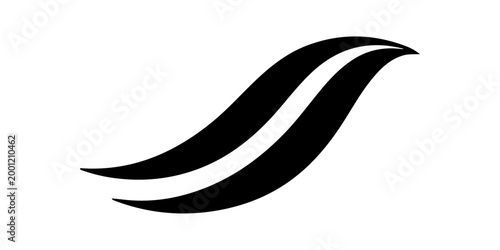 minimal abstract black oval brush stroke shape vector illustration with smooth curved line and modern monochrome geometric design on white background