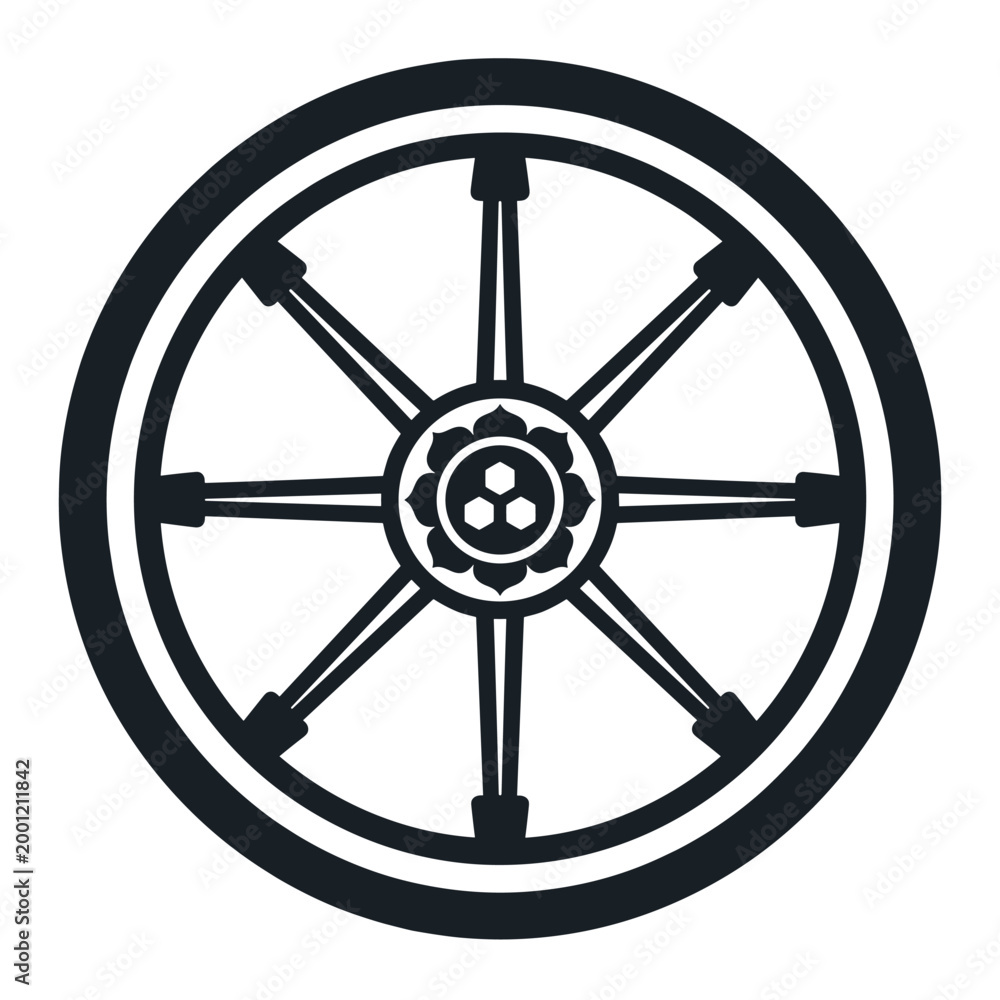 Naklejka premium Dharma wheel symbol, simplified vector illustration