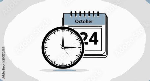 Clock and calendar October date.