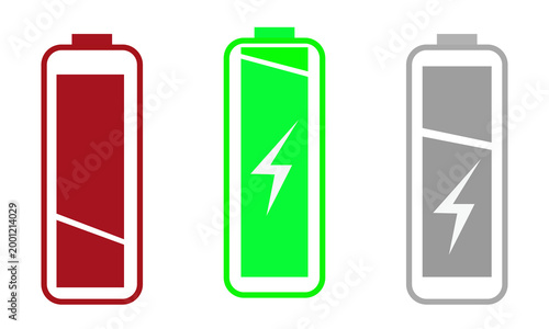 Battery level indicators. Colorful battery charge level icons. Battery power level pictograms in outline style. Battery level indicators. vector illustration eps file.