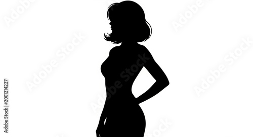 Silhouette of a Woman Standing with Hand on Hip.