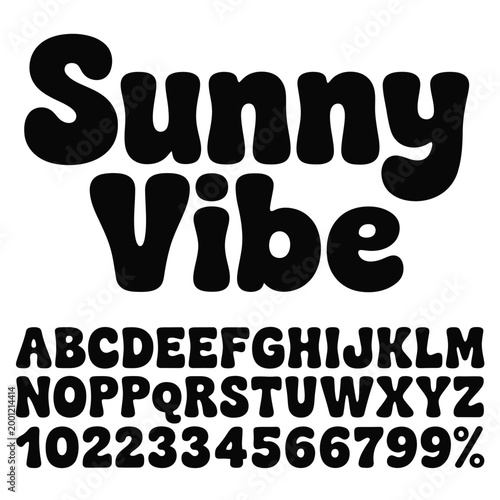 Sunny vibe font alphabet letters and numbers