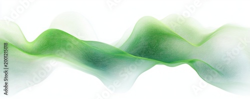 translucent layered green wave ribbons with fine line mesh texture evoking calm fresh organic flow