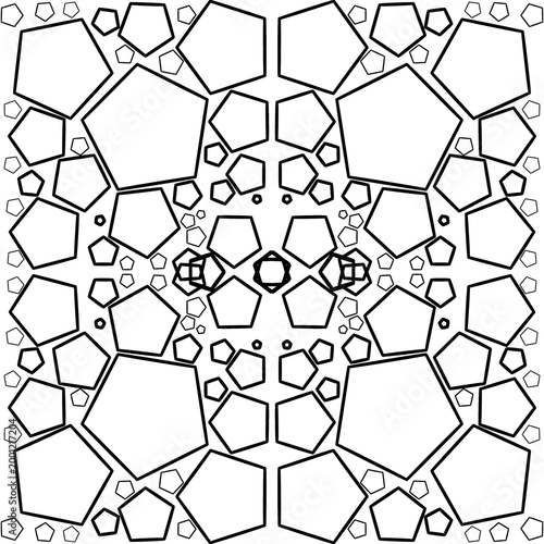 Symmetrical pentagon mandala pattern. Modern minimalist geometric line art illustration for wrapping paper, textile print, or graphic design element.