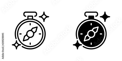 Compass Navigation Vector Line Icon for Navigation and Maps