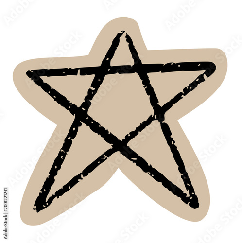 Star Sticker scrapbook collage style, celestial doodle, galaxy icon, night sky sketch, twinkling star graphic, space symbol, magic clipart, torn paper elements