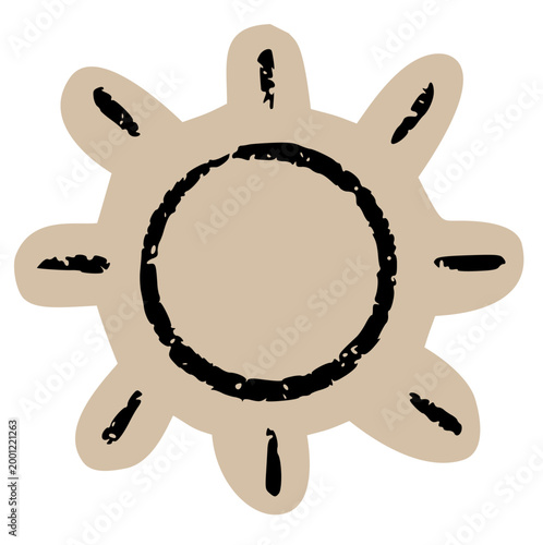 Sun Sticker scrapbook collage style, sunshine doodle, solar icon, weather sketch, summer graphic, day symbol, sunshine clipart, aesthetic torn paper elements