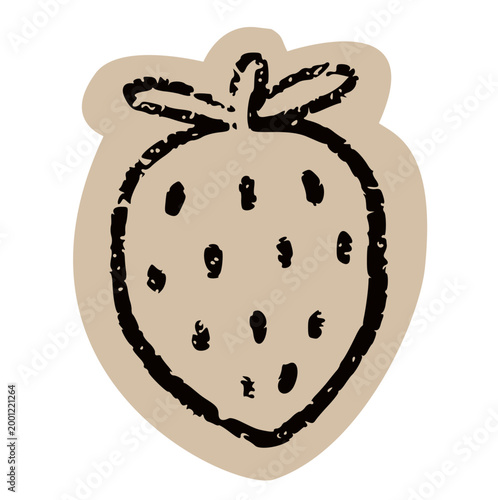 Strawberry Sticker scrapbook collage style, berry illustration, fruit icon, summer doodle, garden sketch, food graphic, sweet symbol, textured paper elements