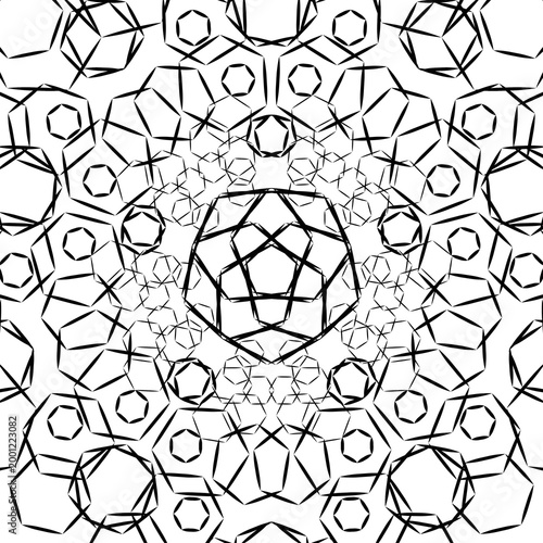 Abstract Polygonal Symmetrical Pattern with Geometric Line Art