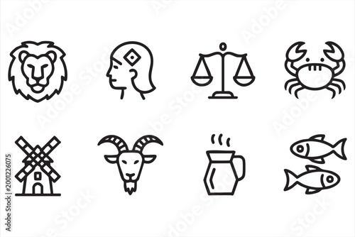 Astrology Zodiac Signs Set for Horoscope Platforms and Websites