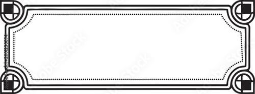 Ornamental Label Frame with Decorative Corners and Dotted Lines for Text
