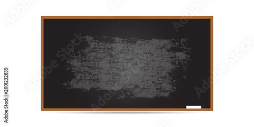 Chalkboard set. Realistic black and green blackboard in wooden frame isolated on whit background. Blackboard collection. Rubbed out dirty chalkboard. Background for school or restaurant design, menu