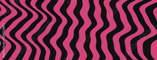Edgy line pink psychedelic bright black marble background texture. Emo white wavy abstract wave pattern. Colorful illustrator layout funky stripe thumbnail overlay easy crazy.