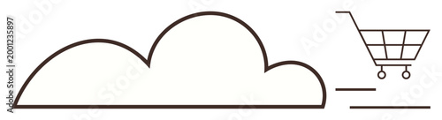 Cloud computing, e-commerce, online shopping, data storage, digital transactions, internet services. A cloud and shopping cart icons. Cloud computing and e-commerce concept for businesses