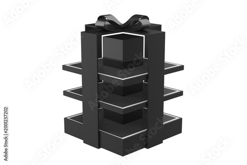 Super Market Display Stand Isolated On White Background. 3d illustration
