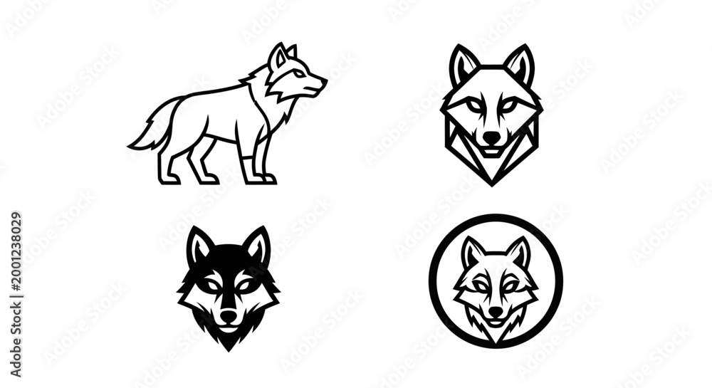 Fototapeta premium Wolf Logo Designs - A Collection of Minimalist and Geometric Illustrations.
