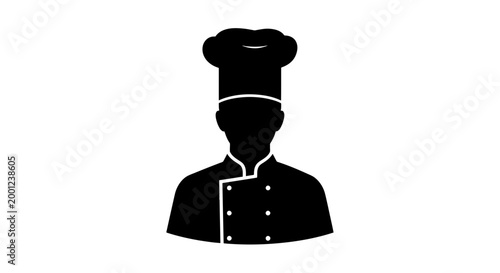 Chef in Uniform Silhouette Illustration.
