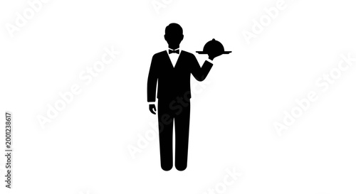 Man in Suit Holding Hat Silhouette.