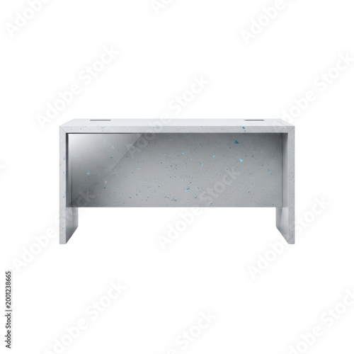 Minimal White Modern Desk Standing Isolated on Transparent Background