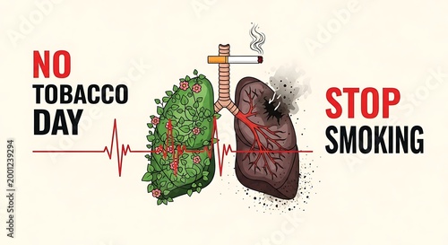 No Tobacco Day Stop Smoking Healthy Lungs Awareness Poster Design