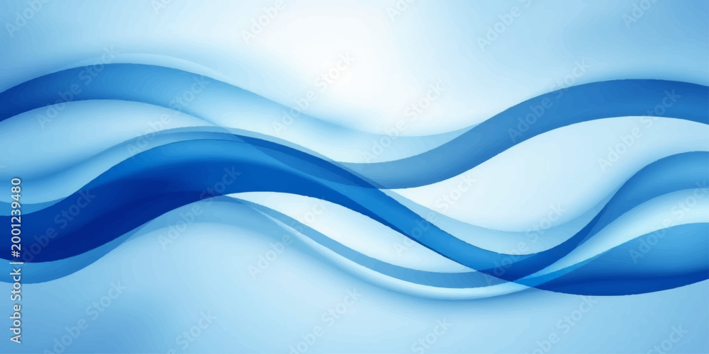 Fototapeta premium Smooth abstract blue wave design featuring flowing curves and futuristic light lines for a professional technology wallpaper and motion art backdrop