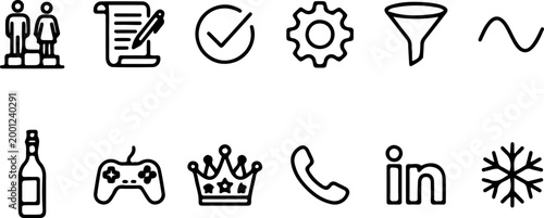 Universal Line Icon Set for Social Media Professional Networking Gaming UI and Corporate Dashboard Interface