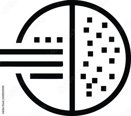A sleek graphic illustrating a circular filter separating elements or representing data flow
