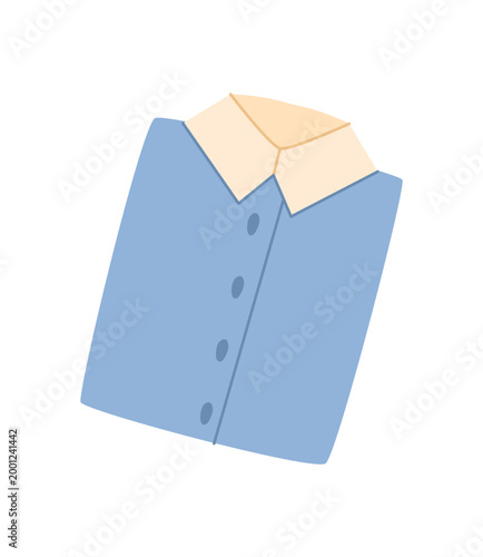 Simple clothes donation charity icon. Neat cloth gift as textile goods for needy and homeless. Clean shirt as background for donate box, welfare support and community care project visual