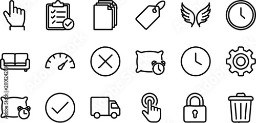 Universal Utility Line Icon Set for E-commerce Logistics Productivity Apps and Home Service UI Design