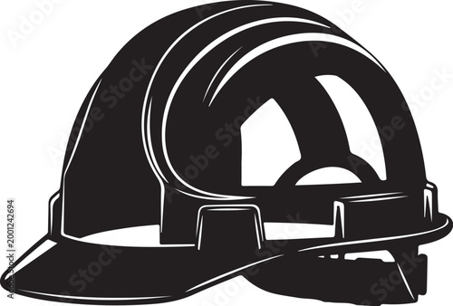 Black hard hat with white outline safety helmet