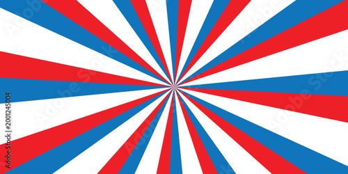Red White and Blue Radial Sunburst Independence Day Background Vector