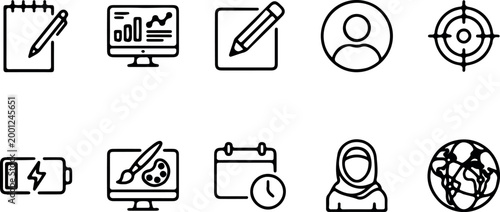 Productivity and Creative Design Icon Set for SaaS Dashboards Project Management and Global UI Interface