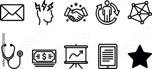 Professional Business and Medical Icon Set for Corporate Presentations Healthcare Apps and HR Management Systems
