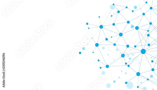 Abstract blue and white network structure with scattered nodes and connecting lines abstract connections scattered technology communication futuristic geometric molecule
