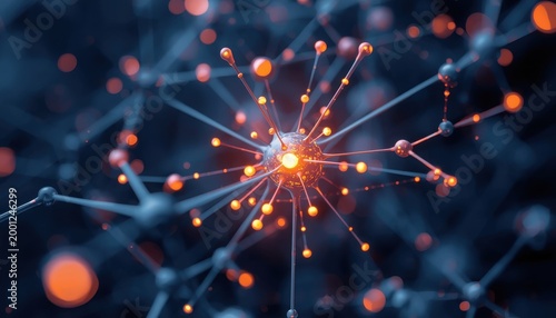 Abstract glowing neural network connection close-up macro photography abstract background abstract technology connection communication background structure information