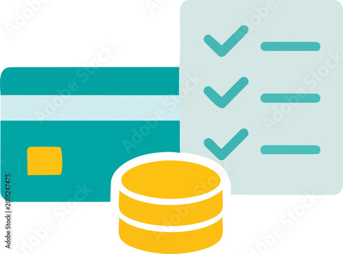 Credit Card With Coins and Checklist