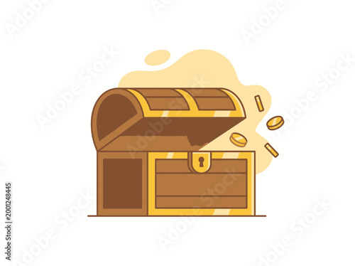 A treasure chest opens with gold coins spilling out