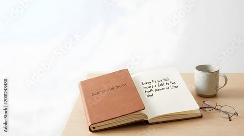 Open notebook with handwritten quote 