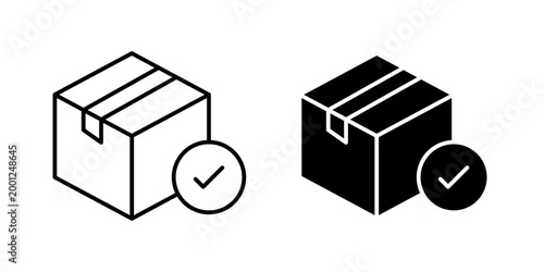 A clean package box icon in outline and solid style, perfect for shipping, delivery, and logistics platforms. Suitable for mobile apps, websites, and UI/UX design on white background.