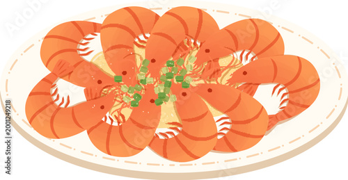 New year dish boiled shrimp