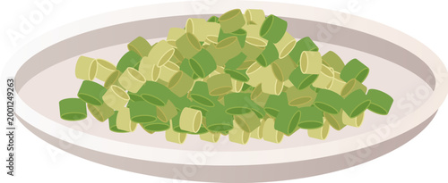 Bild auf Leinwand Disk of chopped scallion
