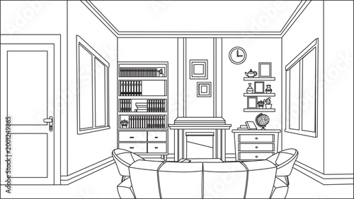 Living Room Coloring Pages for Adults 
